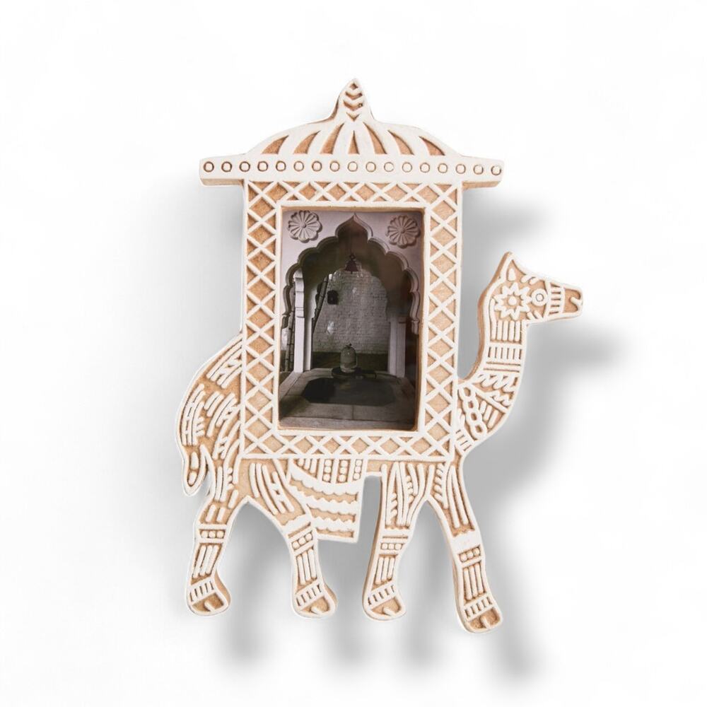 World Market Exclusive Hand Carved Mango Wood Camel Picture Frame